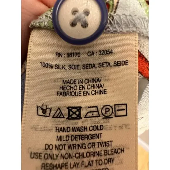 Maeve Anthropologie 100% Silk Souvenir Cami Blue Motif Sz 12 - Picture 7 of 8